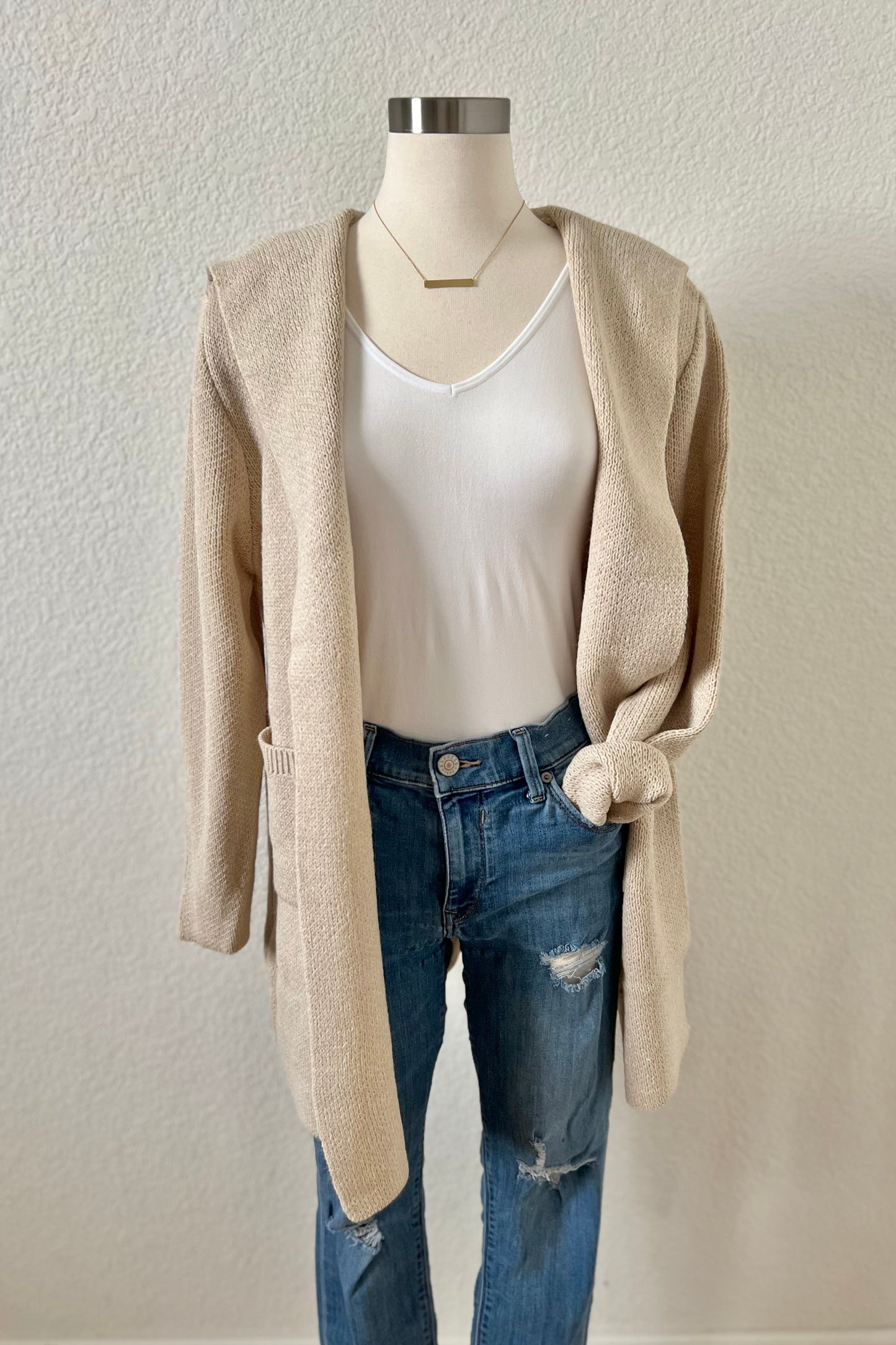 Erin Hooded Cardigan | Beige