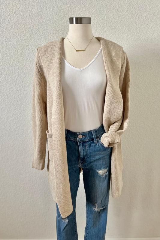 Erin Hooded Cardigan | Beige