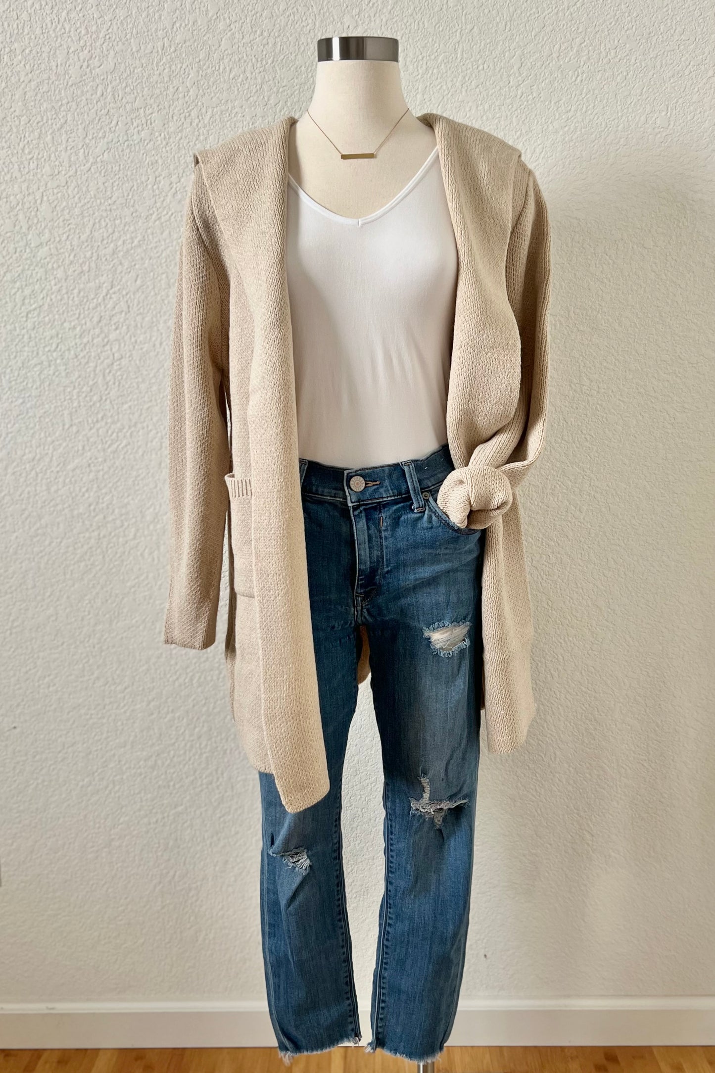 Erin Hooded Cardigan | Beige