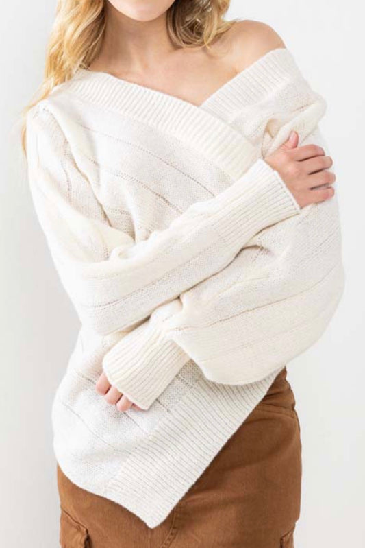 Asymmetrical Knit Sweater | Ivory