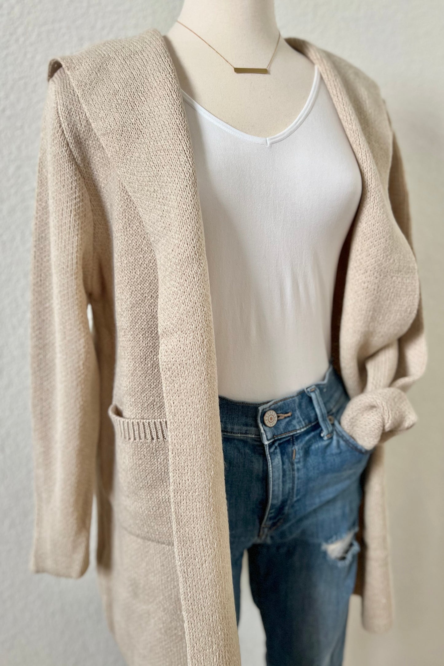 Erin Hooded Cardigan | Beige