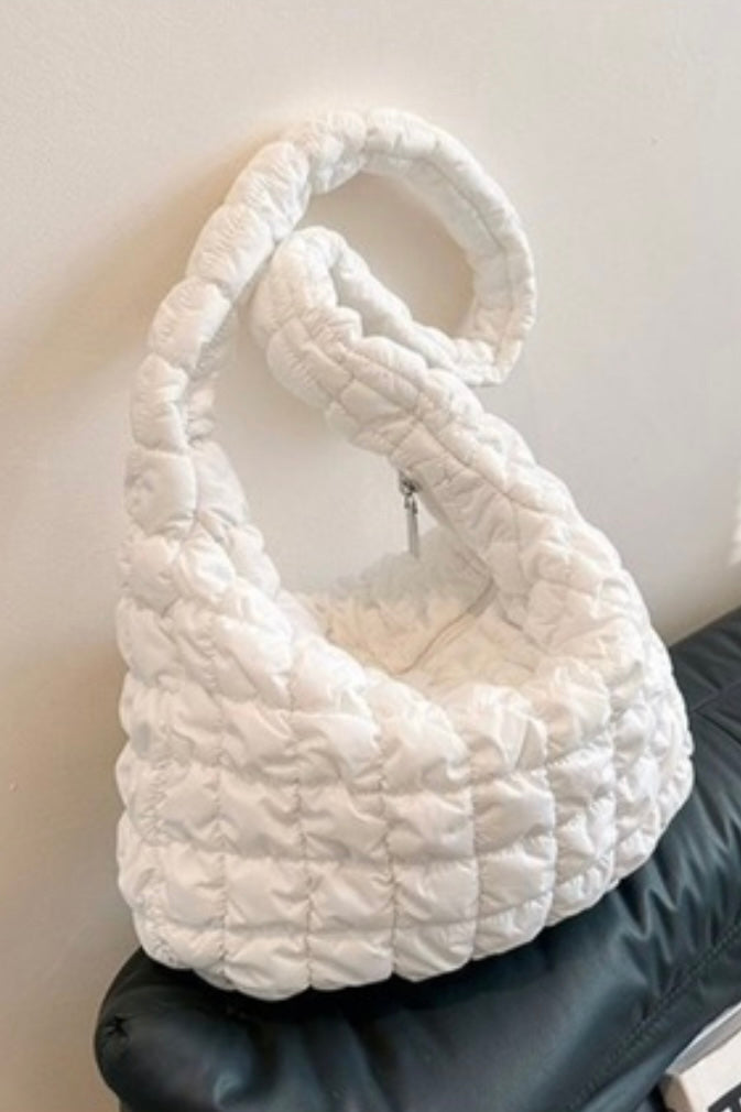 Quilted Puff Crossbody Bag | White