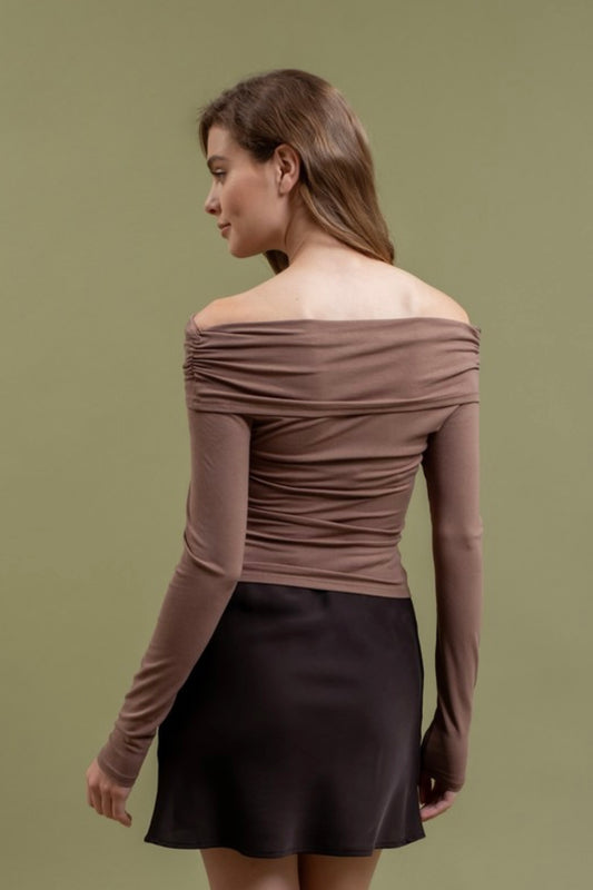 Marinette Off Shoulder Top | Mocha