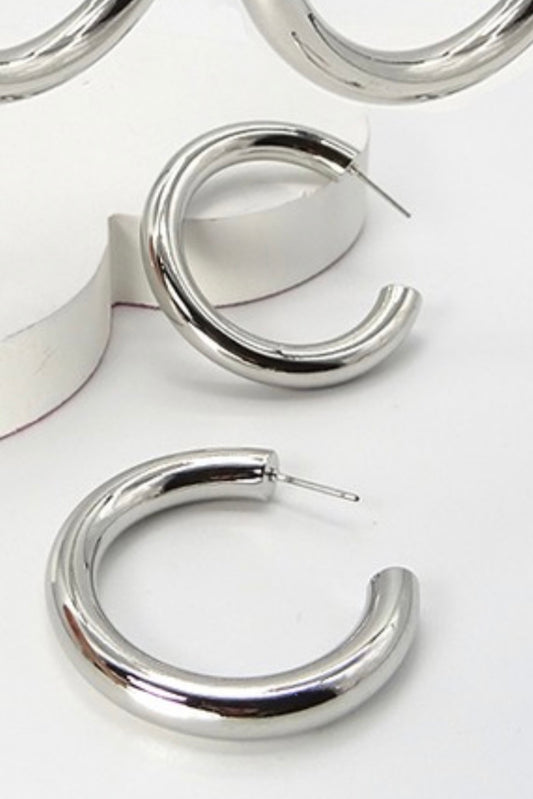 Chunky Hoop Earrings | Silver