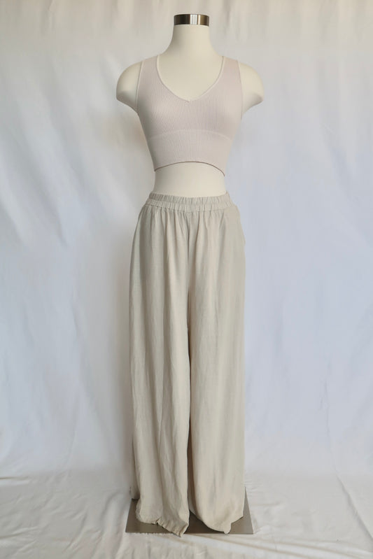 Lucy Wide Leg Pants | Beige