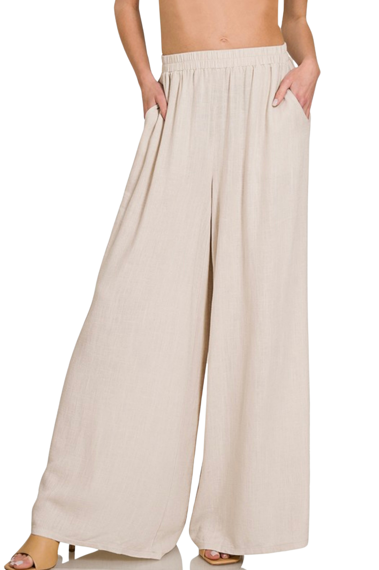 Lucy Wide Leg Pants | Beige