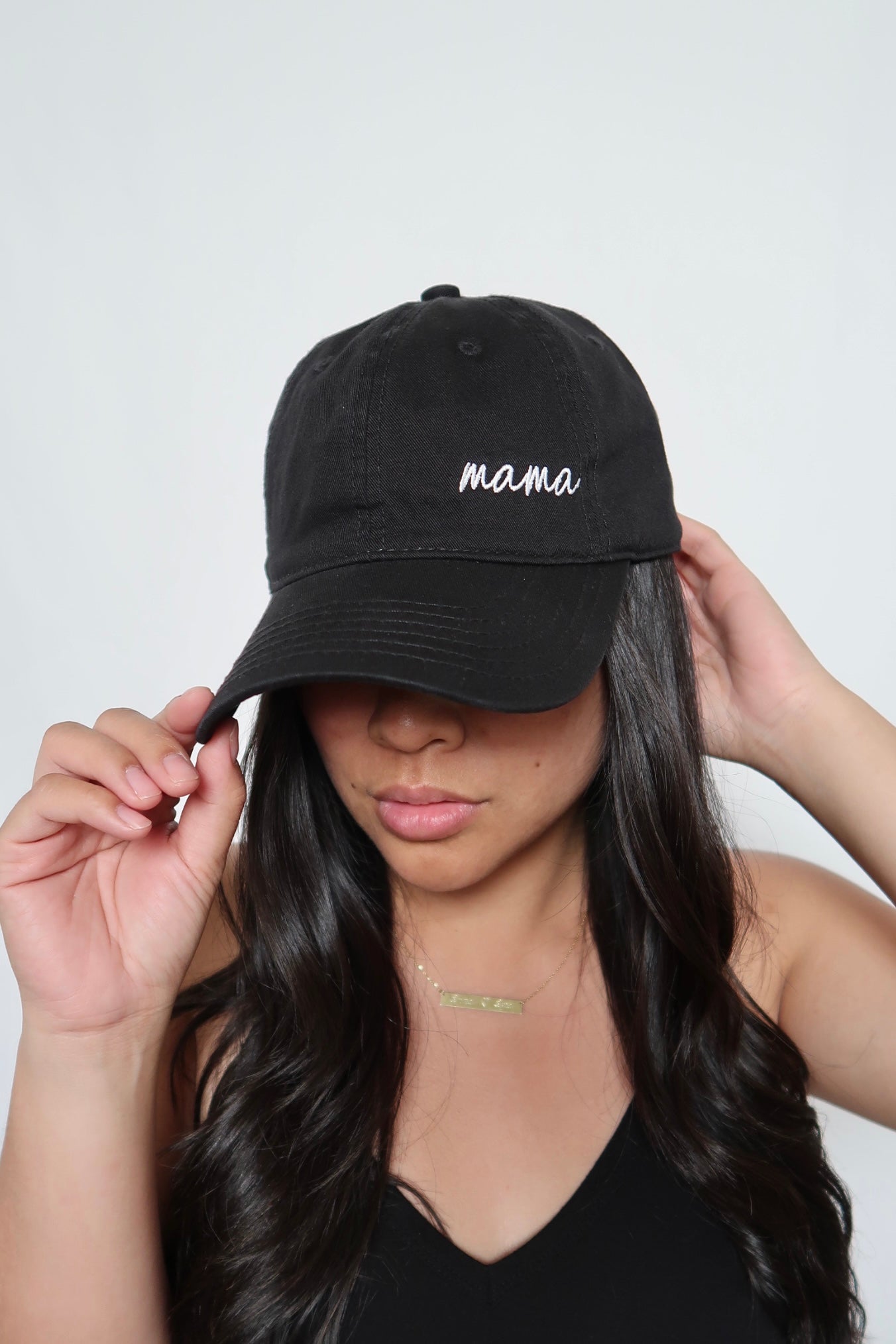 Cursive Mama Dad Hat | Black