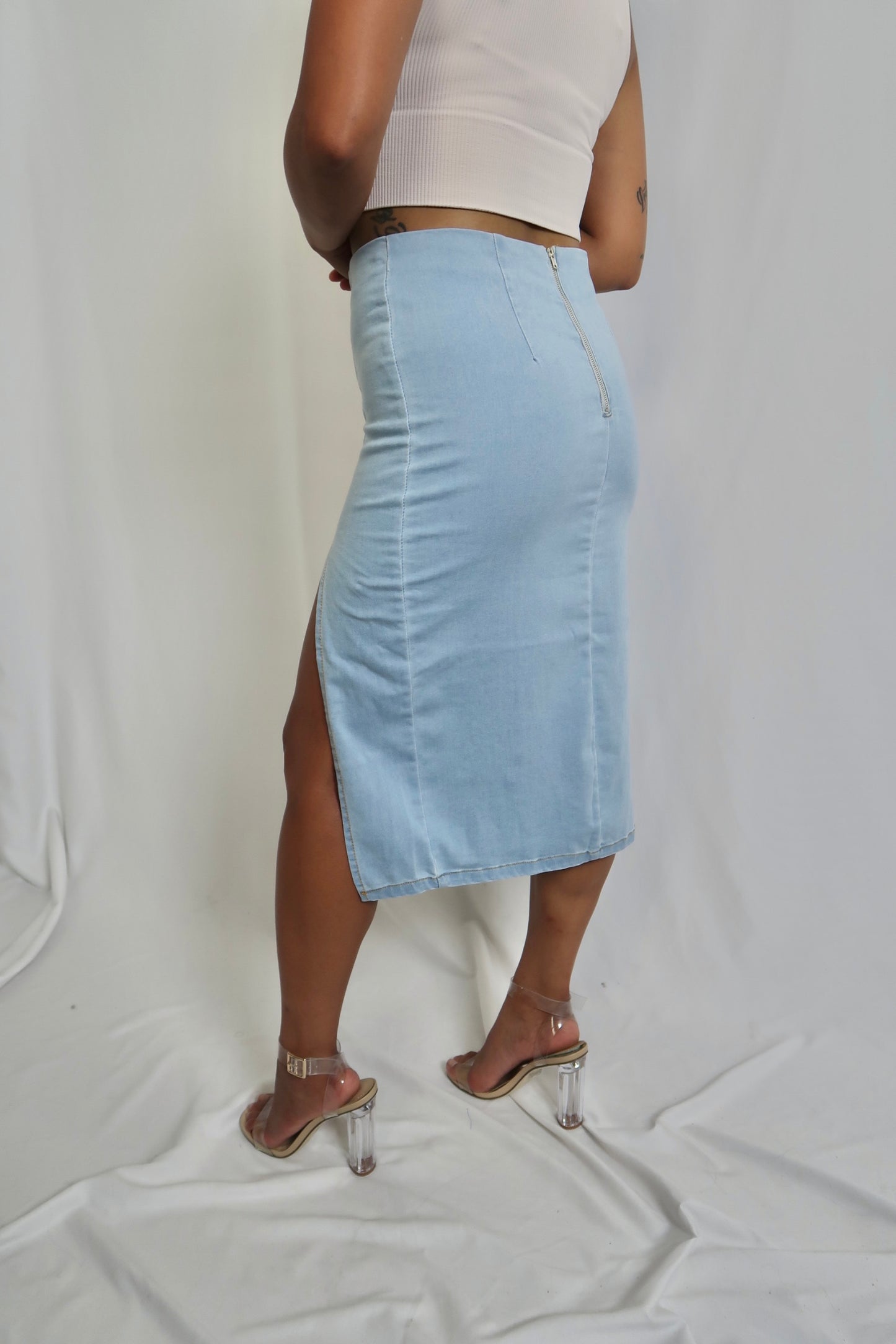 Brunch Denim Midi Skirt | Light Wash