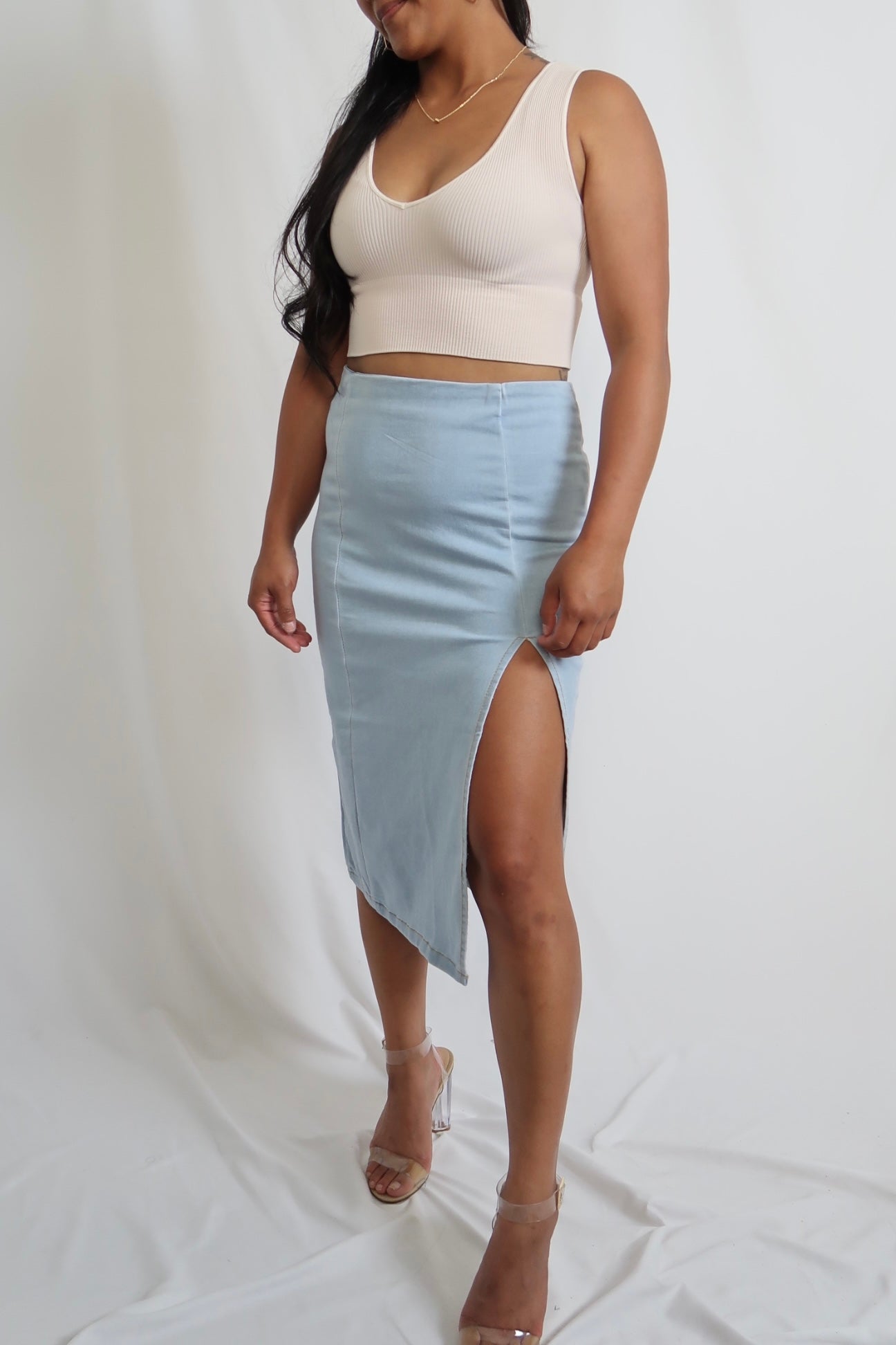 Brunch Denim Midi Skirt | Light Wash