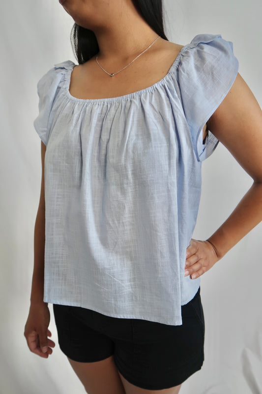 Petal Linen Top | Blue