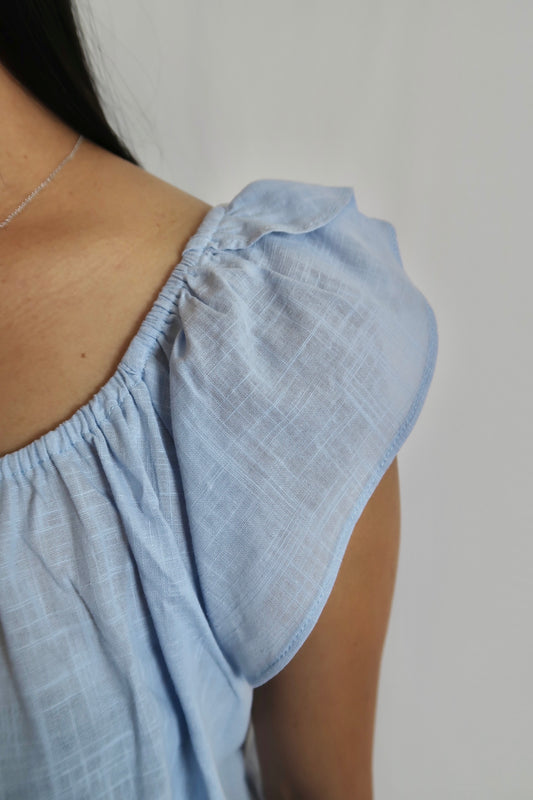 Petal Linen Top | Blue