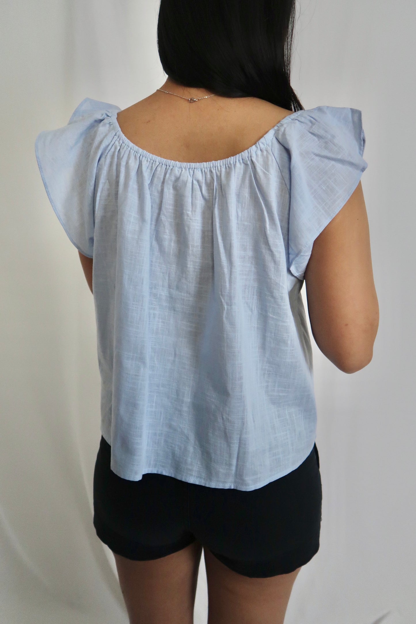 Petal Linen Top | Blue